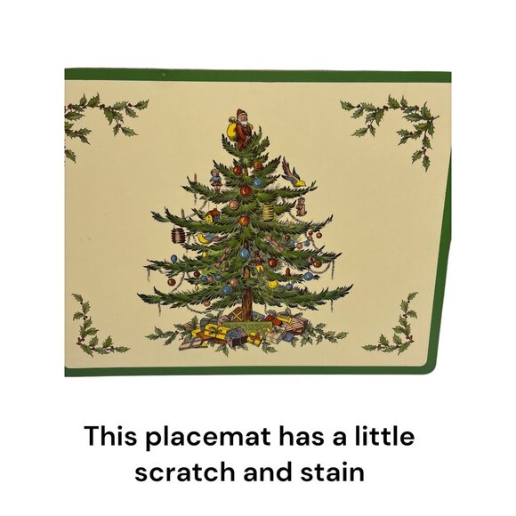 Spode Christmas Tree Dessert Tray & 4 Placemats Set - Picture 10 of 10